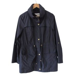 Cole Haan Womens Packable Rain Jacket Coat Medium Navy Blue